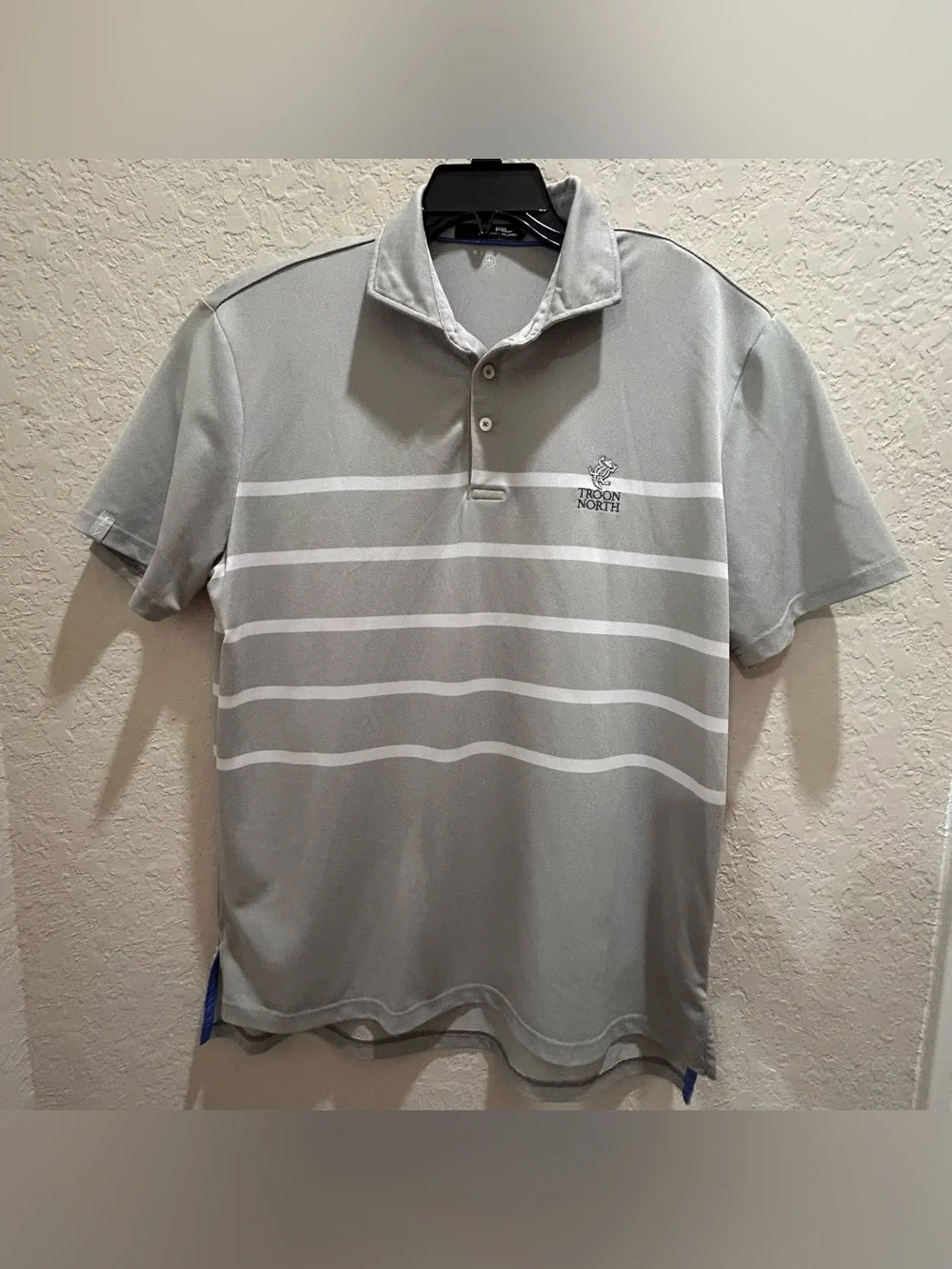 Polo Golf Ralph Lauren Troon North LightGray/White Striped Polo Shirt Size L